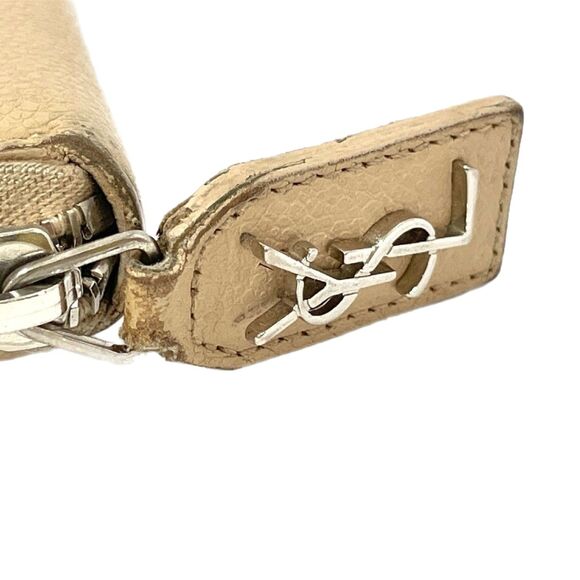 Saint Laurent (Authentic) Nude Beige Leather YSL Zippy Long Wallet w/ Box, VGUC - Picture 8 of 14